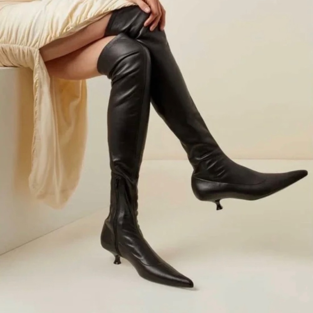 KHAITE the Volos Over The Knee Boots Leather